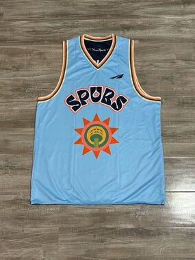 ! NEW ! San Antonio Spurs Light Blue Irreversible Retro Mens Basketball Jersey